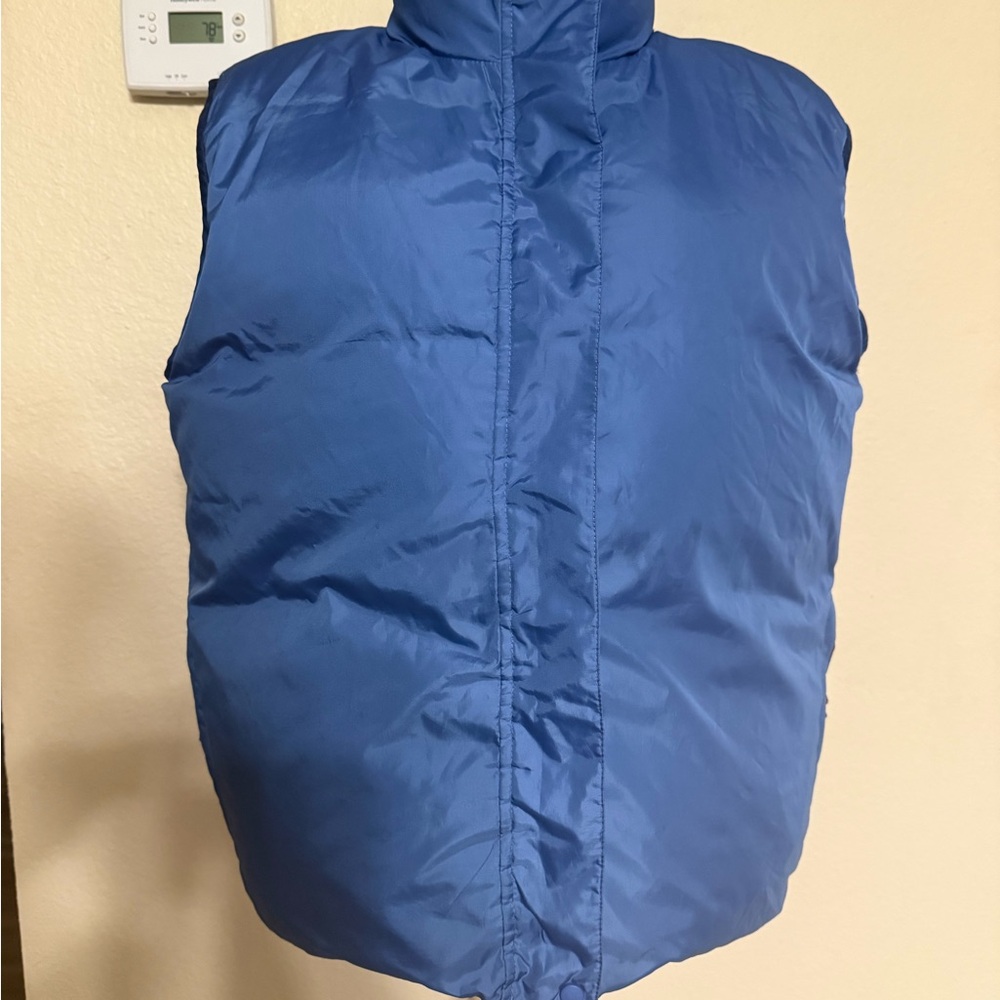 L. L. BEAN Women's Blue Reversible Insulated Down Puffer Vest Medium Feather